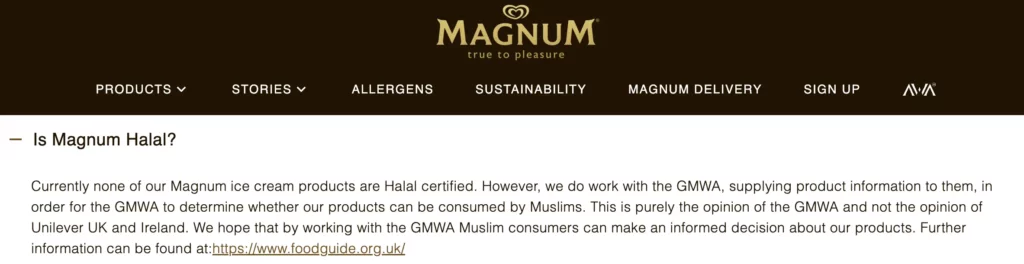Magnum halal status
