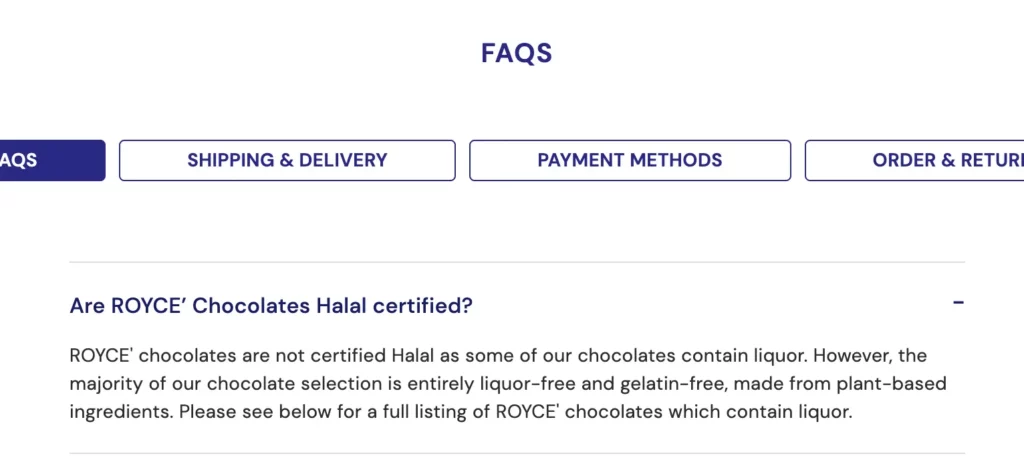 Is Royce Chocolate Halal